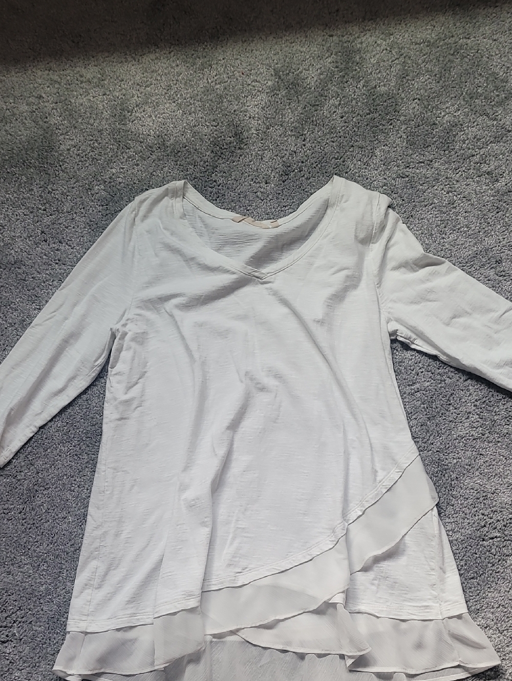 Soft Surroundings White Layered V-Neck Long Sleeve Top